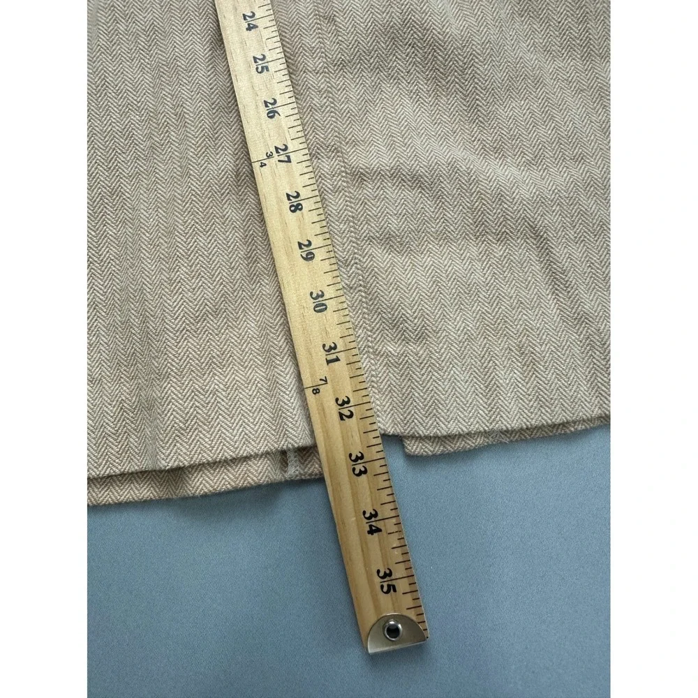LL Bean Classic Fit Straight Skirt Tan Herringbone Cotton Midi 18 Reg 270947